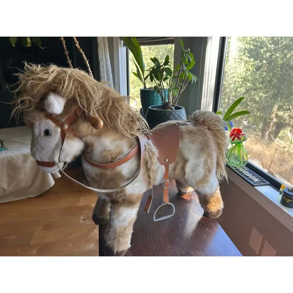 24” long vintage Trudi Giocattoli plush ride-on horse pony toy